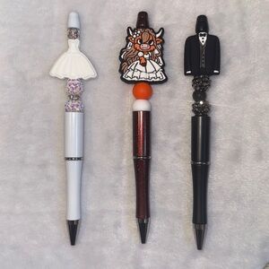 3 piece- wedding themed handcrafted beaded pens set.